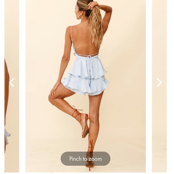 Selfie Leslie “Tennessee Gathered Bust Open Back Romper Steel Blue” - Size M - Picture 2 of 5